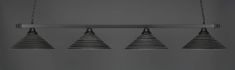 Square 4 Light Bar Shown In Matte Black Finish With 16" Charcoal Spiral Glass