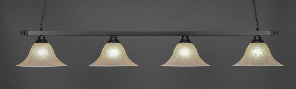 Square 4 Light Bar Shown In Matte Black Finish With 14" Amber Marble Glass