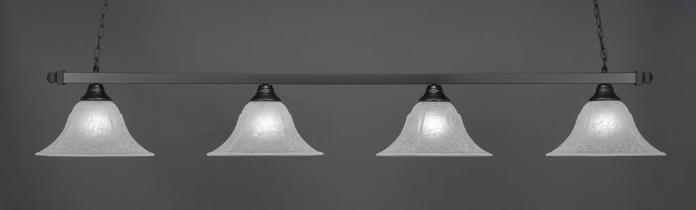 Square 4 Light Bar Shown In Matte Black Finish With 14" White Marble Glass