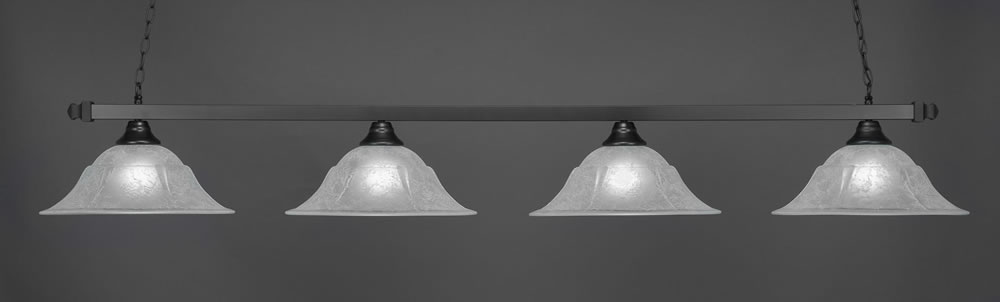 Square 4 Light Bar Shown In Matte Black Finish With 16" White Marble Glass