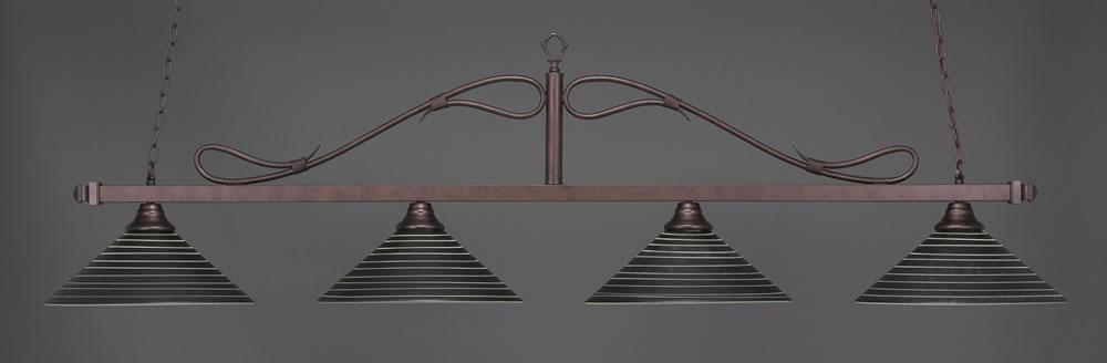 Scroll 4 Light Bar Shown In Bronze Finish With 16" Charcoal Spiral Glass