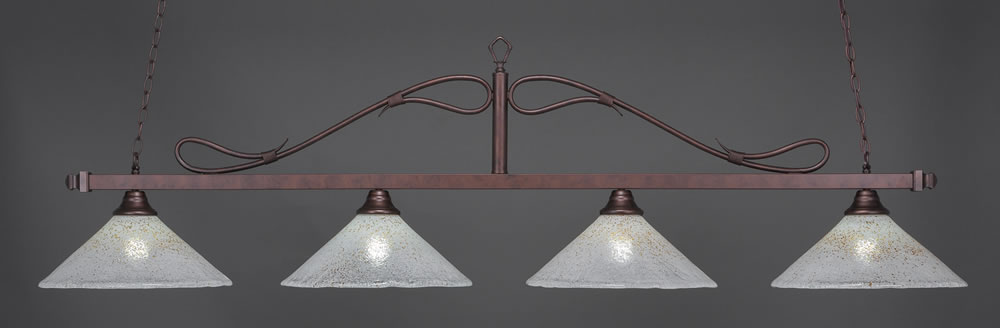 Scroll 4 Light Bar Shown In Bronze Finish With 16" Gold Ice Glass