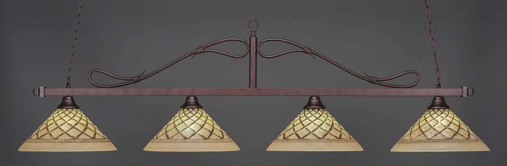 Scroll 4 Light Bar Shown In Bronze Finish With 16" Chocolate Icing Glass