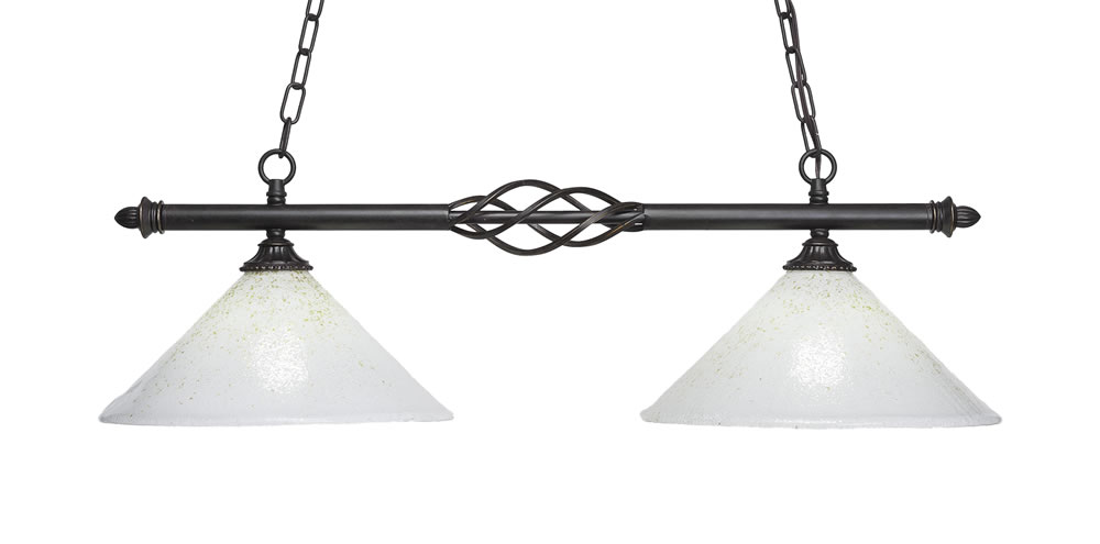 Eleganté 2 Light Island Light Shown In Dark Granite Finish With 12" Gold Ice Glass