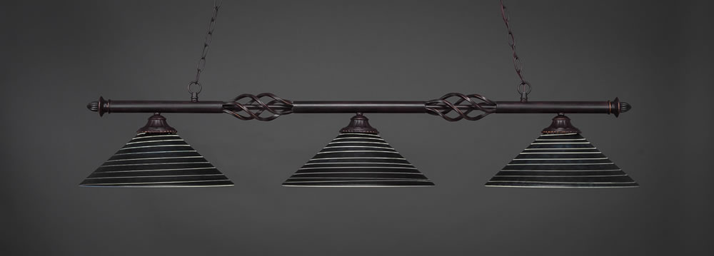 Eleganté 3 Light Bar Shown In Dark Granite Finish With 16" Charcoal Spiral Glass