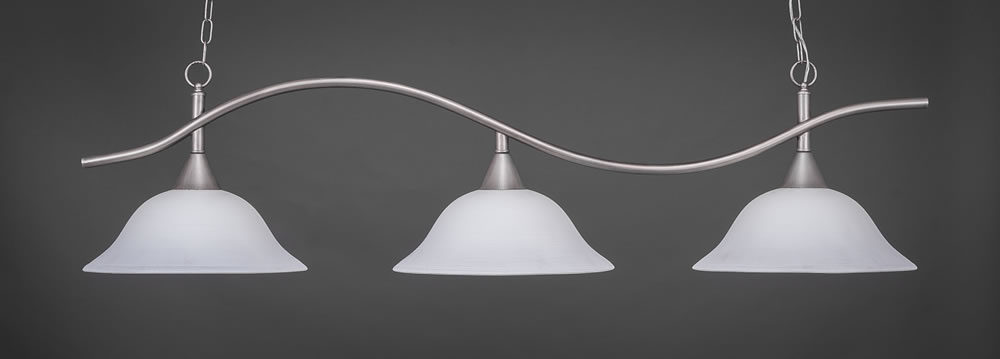 Swoop 3 Light Bar Shown In Brushed Nickel Finish With 16" White Linen Glass