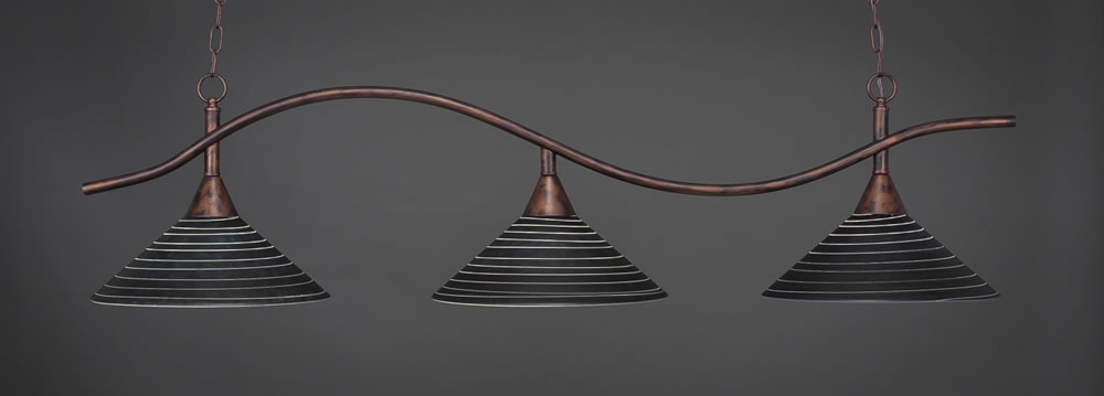 Swoop 3 Light Bar Shown In Bronze Finish With 16" Charcoal Spiral Glass
