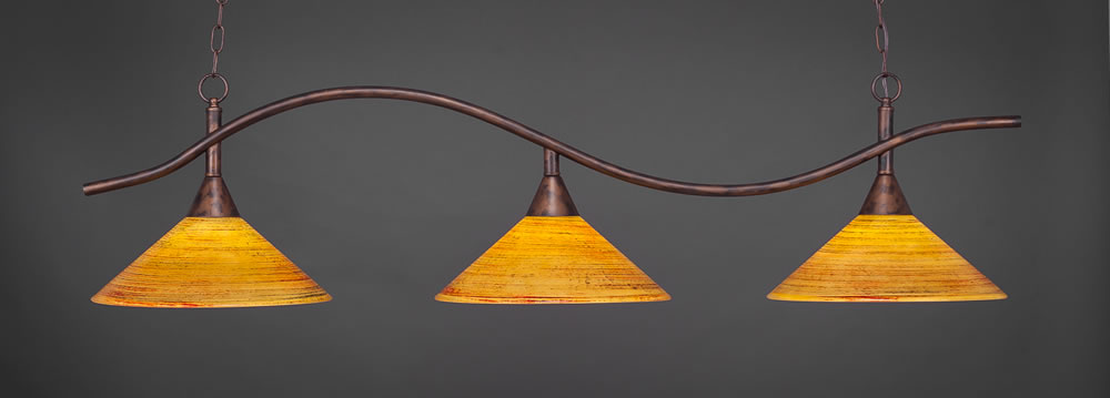 Swoop 3 Light Billiard Light Shown In Bronze Finish With 16" Firré Saturn Glass