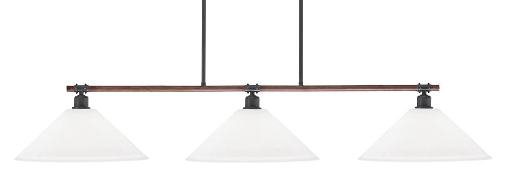 Blacksmith 3 Light Bar Shown In Painted Wood-look Metal & Dark Granite Finish With 16" White Muslin Glass