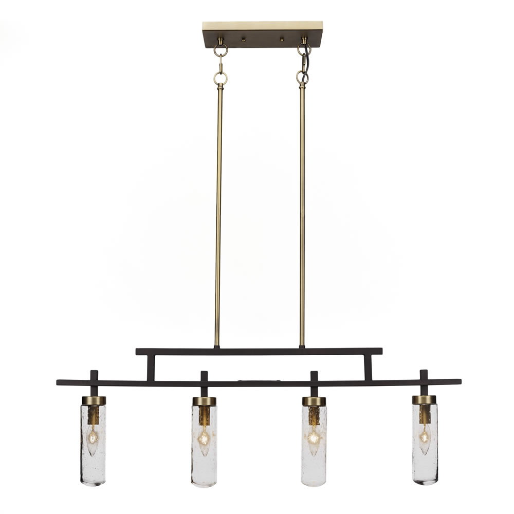 Salinda 4 Light Bar Shown In Espresso & Brass Finish With 2.5” Clear Bubble Glass