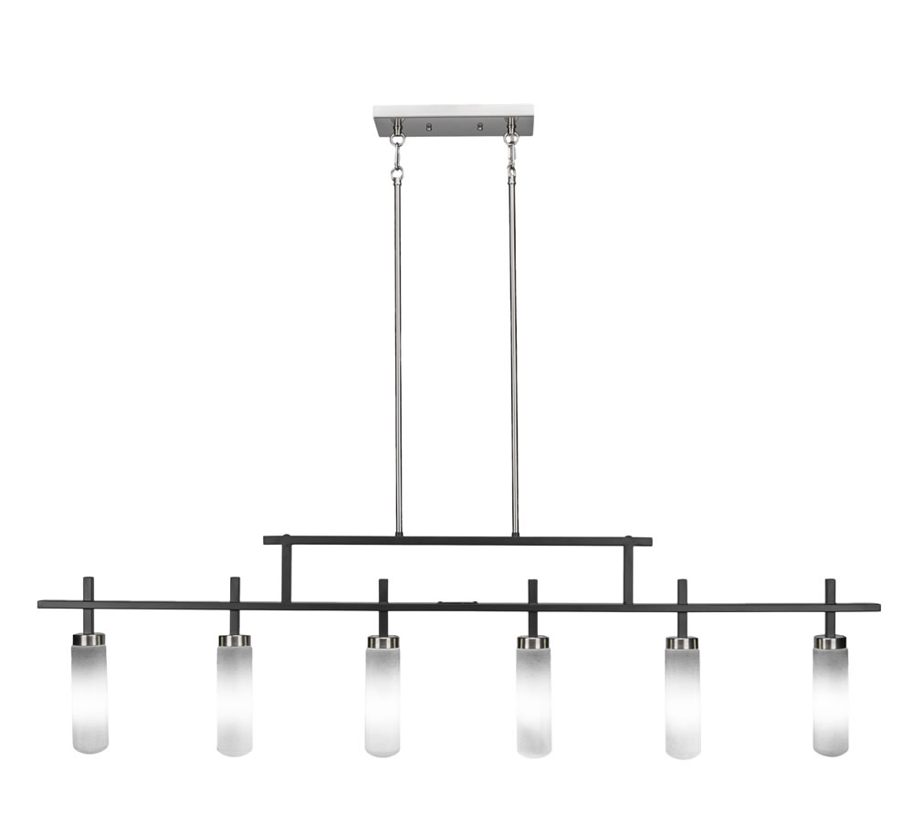 Salinda 6 Light Bar Shown In Matte Black & Brushed Nickel Finish With 2.5” White Muslin Glass