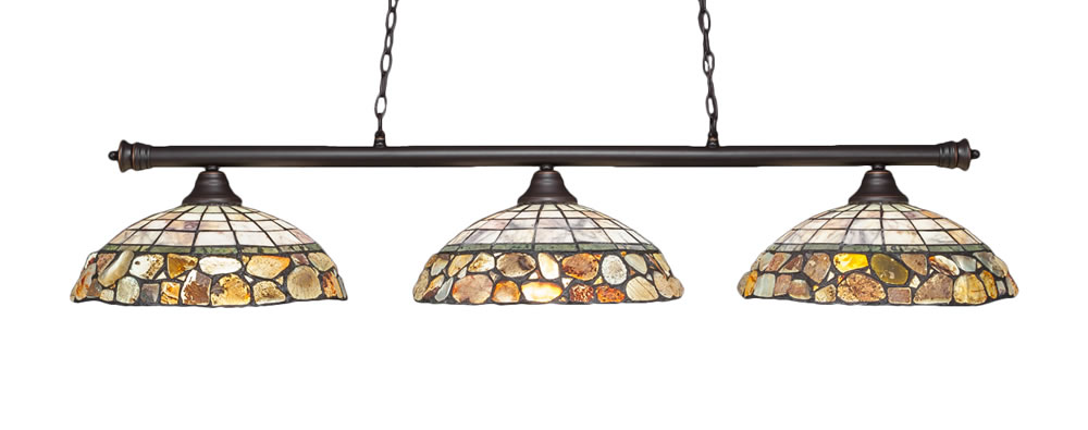 Oxford 3 Light Bar Shown In Dark Granite Finish With 16 Cobblestone Art Glass