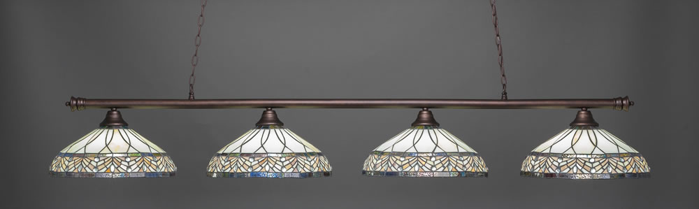 Oxford 4 Light Bar Shown In Bronze Finish With 16" Royal Merlot Art Glass