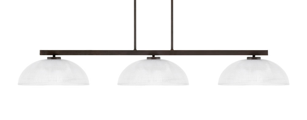 Atlas 3 Light Bar In Dark Granite Finish With 13" Clear Ribbed Glass