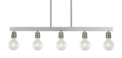 Edge 5 Light Island Bar Shown In Brushed Nickel Finish With 4 Watt LED Bulb