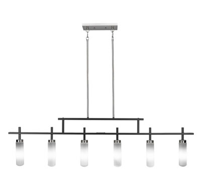 Salinda 6 Light Bar Shown In Matte Black & Brushed Nickel Finish With 2.5” White Muslin Glass