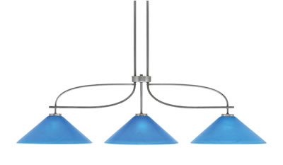 Monterey 3 Light Bar, Graphite & Painted Distressed Wood-Look Metal Finish, 16" Blue Italian Glass