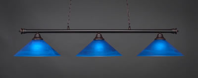 Oxford 3 Light Bar Shown In Dark Granite Finish With 16" Blue Italian Glass