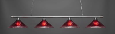 Oxford 4 Light Bar Shown In Brushed Nickel Finish With 16" Raspberry Crystal Glass