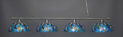 Oxford 4 Light Bar Shown In Brushed Nickel Finish With 16" Blue Mosaic Art Glass