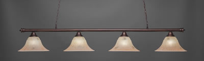 Oxford 4 Light Bar Shown In Bronze Finish With 14" Italian Marble Glass