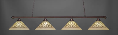 Oxford 4 Light Bar Shown In Bronze Finish With 16" Chocolate Icing Glass