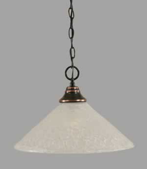 Chain Hung Pendant Shown In Black Copper Finish With 16" Italian Bubble Glass