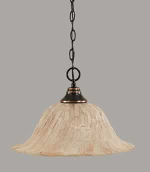 Chain Hung Pendant Shown In Black Copper Finish With 17" Italian Ice Glass