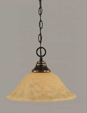 Chain Hung Pendant Shown In Black Copper Finish With 12" Italian Marble Glass