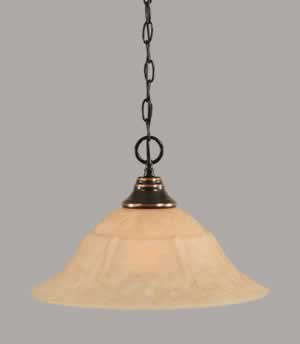 Chain Hung Pendant Shown In Black Copper Finish With 16" Italian Marble Glass
