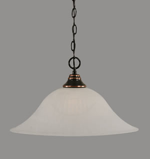 Chain Hung Pendant Shown In Black Copper Finish With 20" White Alabaster Glass