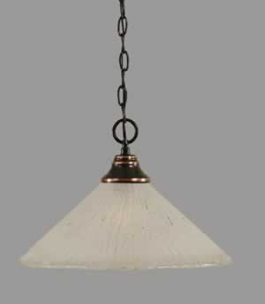 Chain Hung Pendant Shown In Black Copper Finish With 16" Frosted Crystal Glass