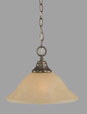 Chain Hung Pendant Shown In Brushed Nickel Finish With 12" Amber Marble Glass