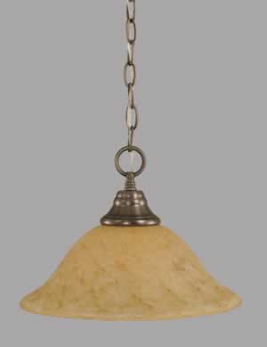 Chain Hung Pendant Shown In Brushed Nickel Finish With 12" Italian Marble Glass