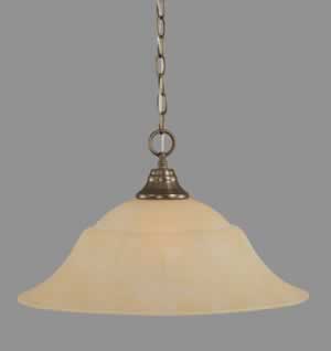Chain Hung Pendant Shown In Brushed Nickel Finish With 20" Amber Marble Glass