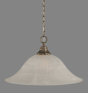 Chain Hung Pendant Shown In Brushed Nickel Finish With 20" White Alabaster Glass