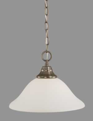 Chain Hung Pendant Shown In Brushed Nickel Finish With 12" White Linen Glass