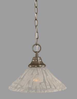 Chain Hung Pendant Shown In Brushed Nickel Finish With 12" Italian Ice Glass