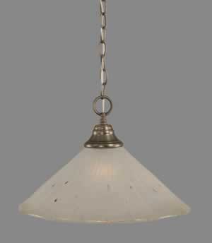 Chain Hung Pendant Shown In Brushed Nickel Finish With 16" Frosted Crystal Glass