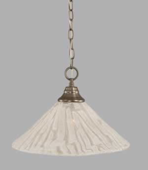 Chain Hung Pendant Shown In Brushed Nickel Finish With 16" Italian Ice Glass
