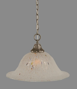 Chain Hung Pendant Shown In Brushed Nickel Finish With 17" Frosted Crystal Glass