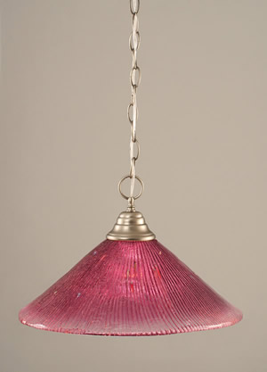 Chain Hung Pendant Shown In Brushed Nickel Finish With 16" Wine Crystal Glass