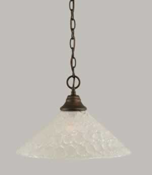 Chain Hung Pendant Shown In Bronze Finish With 16" Italian Bubble Glass