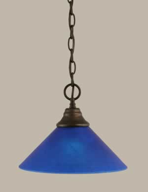 Chain Hung Pendant Shown In Bronze Finish With 12" Charcoal Spiral Glass