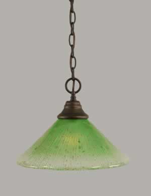 Chain Hung Pendant Shown In Bronze Finish With 12" Kiwi Green Crystal Glass