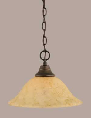 Chain Hung Pendant Shown In Bronze Finish With 12" Italian Marble Glass