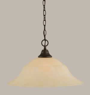 Chain Hung Pendant Shown In Bronze Finish With 20" Amber Marble Glass