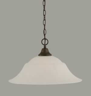 Chain Hung Pendant Shown In Bronze Finish With 20" White Marble Glass