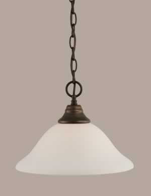 Chain Hung Pendant Shown In Bronze Finish With 12" White Linen Glass