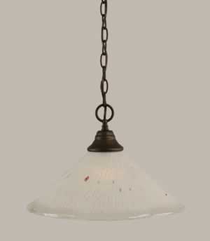 Chain Hung Pendant Shown In Bronze Finish With 16" Frosted Crystal Glass